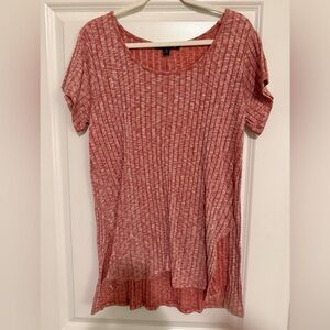 Women's Red Ribbed Top